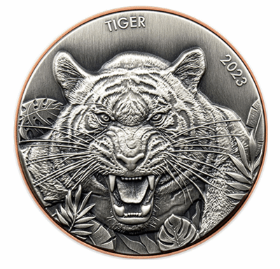 2023 Double Giant Predators  Vanuatu Tiger- 10 Vatu Silver Coin